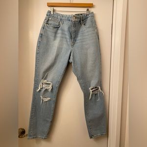 Zara Light Blue Ripped Boyfriend Jeans